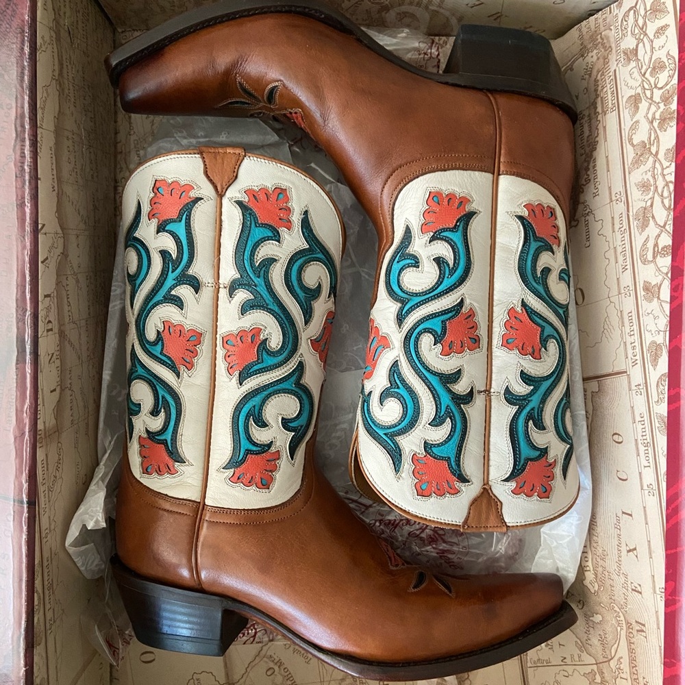 Lucchese Mid Shaft Flower Tan#M4920
